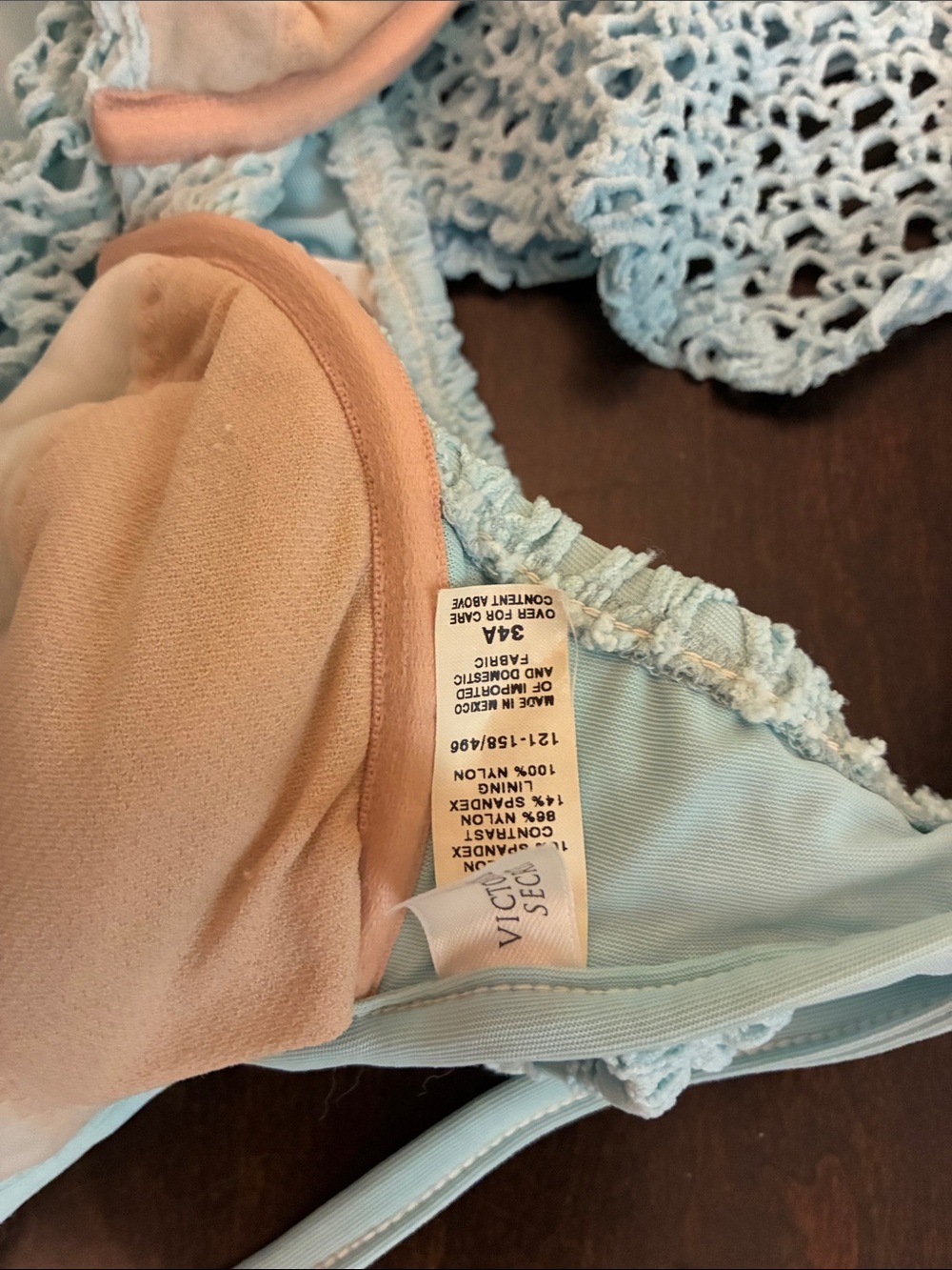 Y2K 3 piece Victoria Secret crochet bikini and wrap. Sz S / 34A - Picture 3 of 15